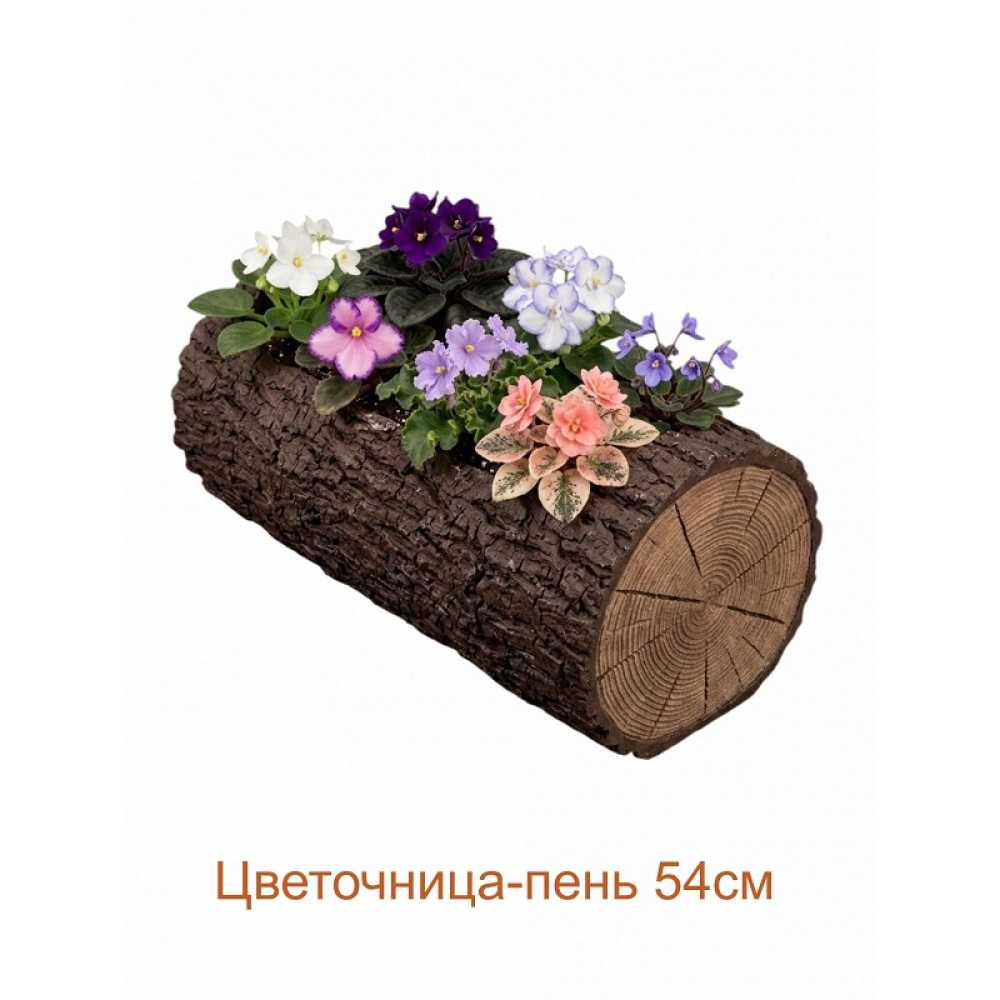 Фото Цветочница-пень "ДУБ" горизонтальная, 54 см