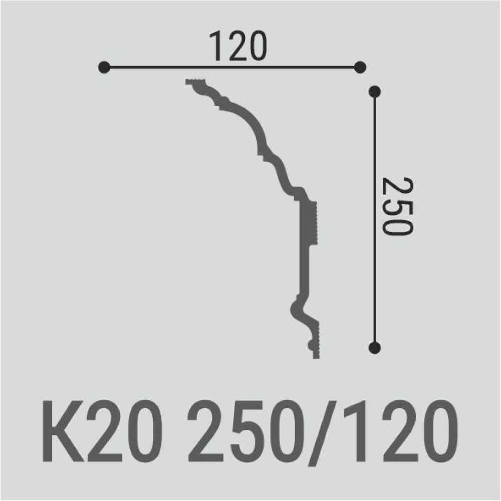 Фото Карниз под покраску из полистирола Bello Deco K20 (250х120х2000 мм)