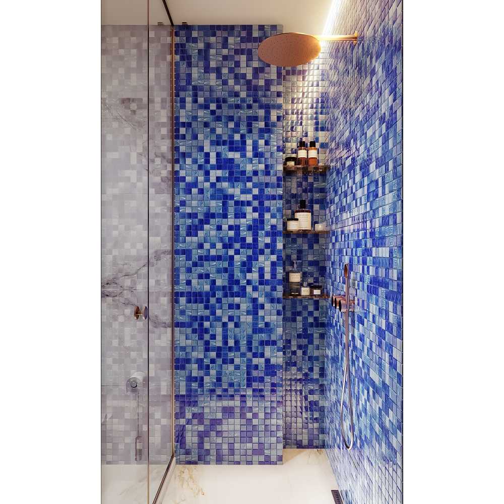 Фото Мозаика стеклянная Bonaparte Alaska dark blue 36х36 (304х304х4 мм)