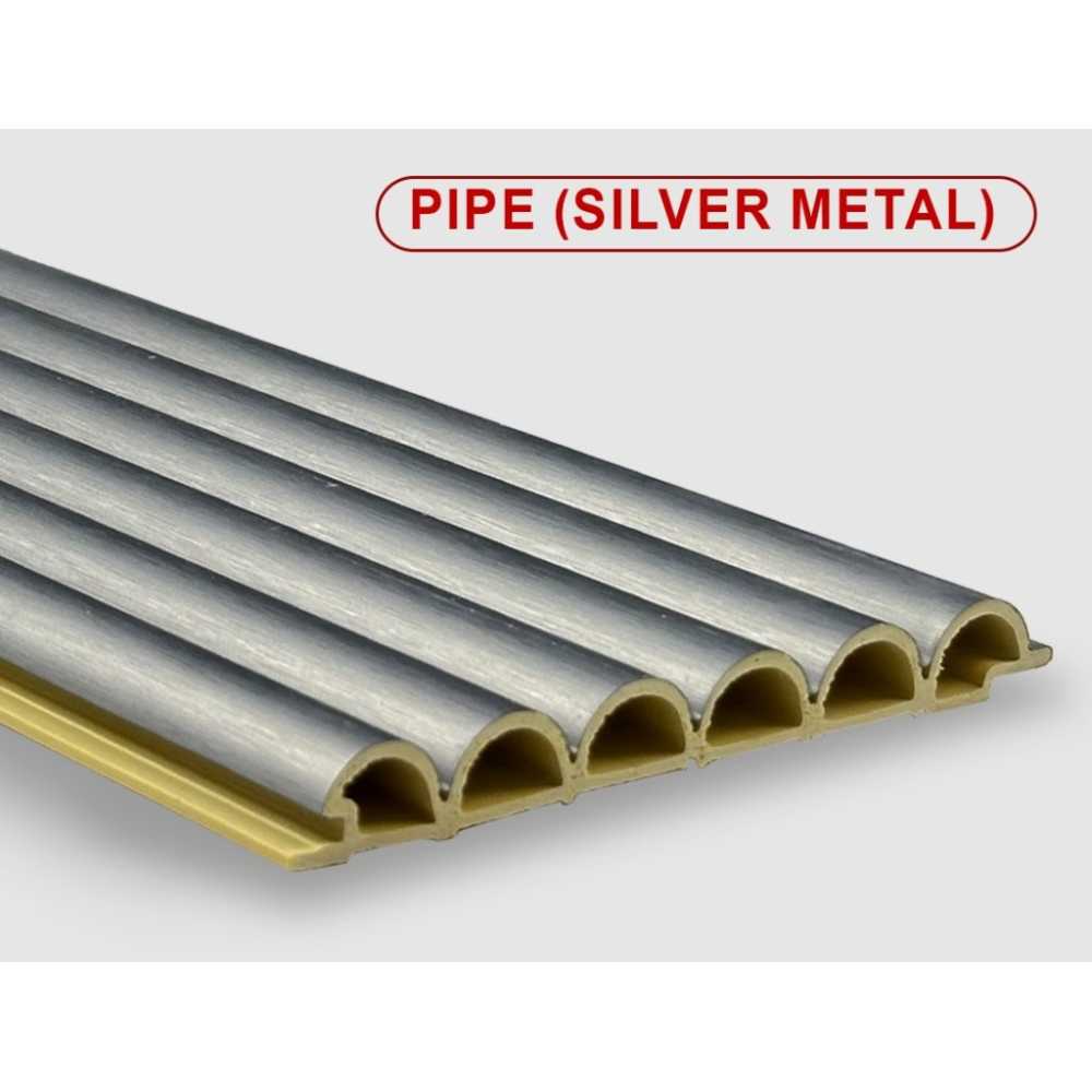 Фото Стеновые панели ПВХ Pipe silver metal, 123*15*2800 мм