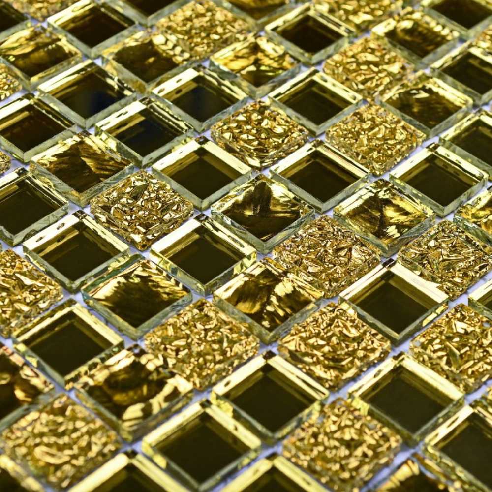 Фото Мозаика стеклянная Bonaparte Mirror gold 15х15 (300х300х4 мм)