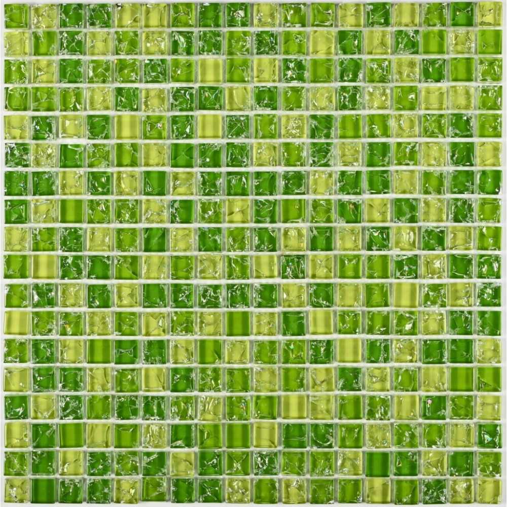 Фото Мозаика стеклянная Bonaparte Strike Green 15х15 (300х300х8 мм)