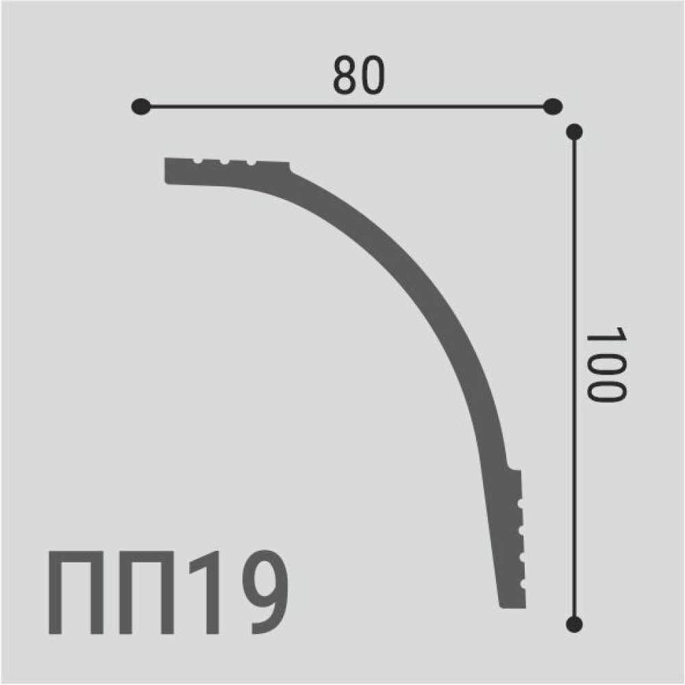 Фото Карниз Де Багет под покраску, XPC полимер ПП 19, 100/80 (100х80х2000)