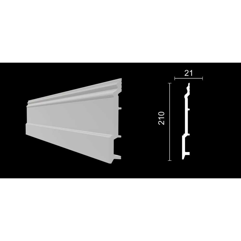 Фото Плинтус напольный Decor Dizayn DD725 под покраску, белый (210*21*2000)