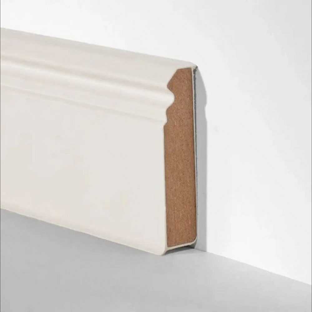 Фото Плинтус Dollken (Долкен) Cubu Hamburger style 80 slim, 1328/ 5012 white белый (1уп=6 шт)