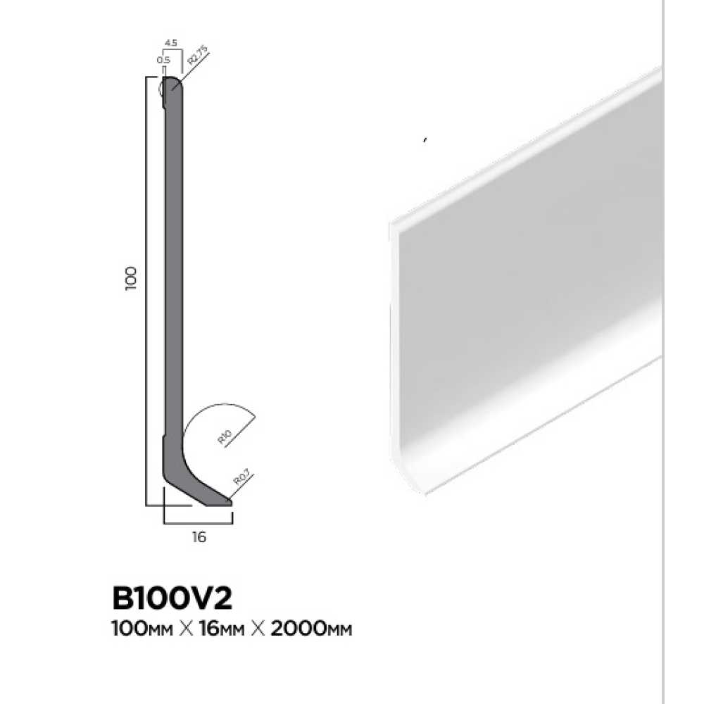Фото Плинтус напольный Hiwood B100V2 под покраску, белый (100*16*2000)