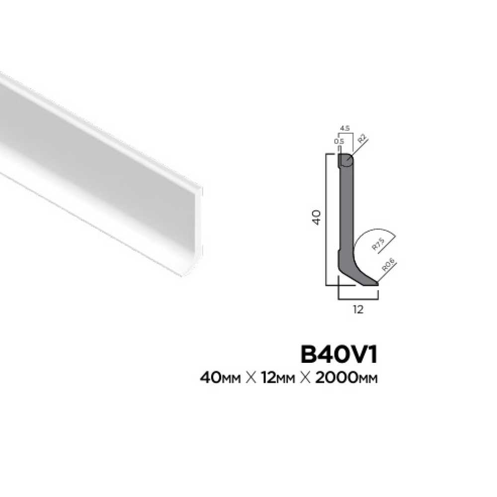 Фото Плинтус напольный Hiwood B40V1 под покраску, белый (80*12*2000)