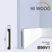 Плинтус напольный Hiwood B99V1 под покраску, белый (99*18*2000)