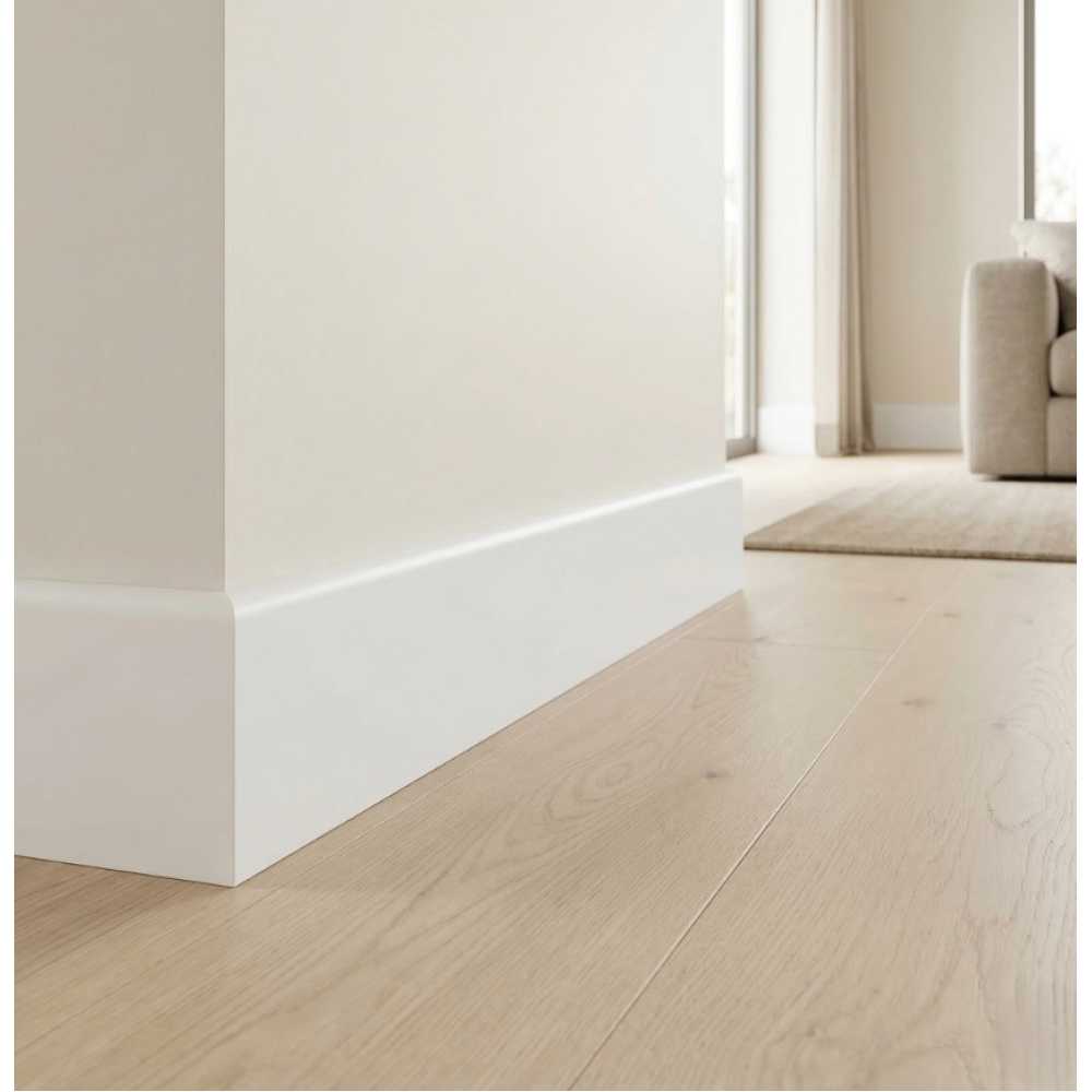 Фото Плинтус QUART вспененный ПВХ QUART, Белый 9003 (80*26.5*2200)