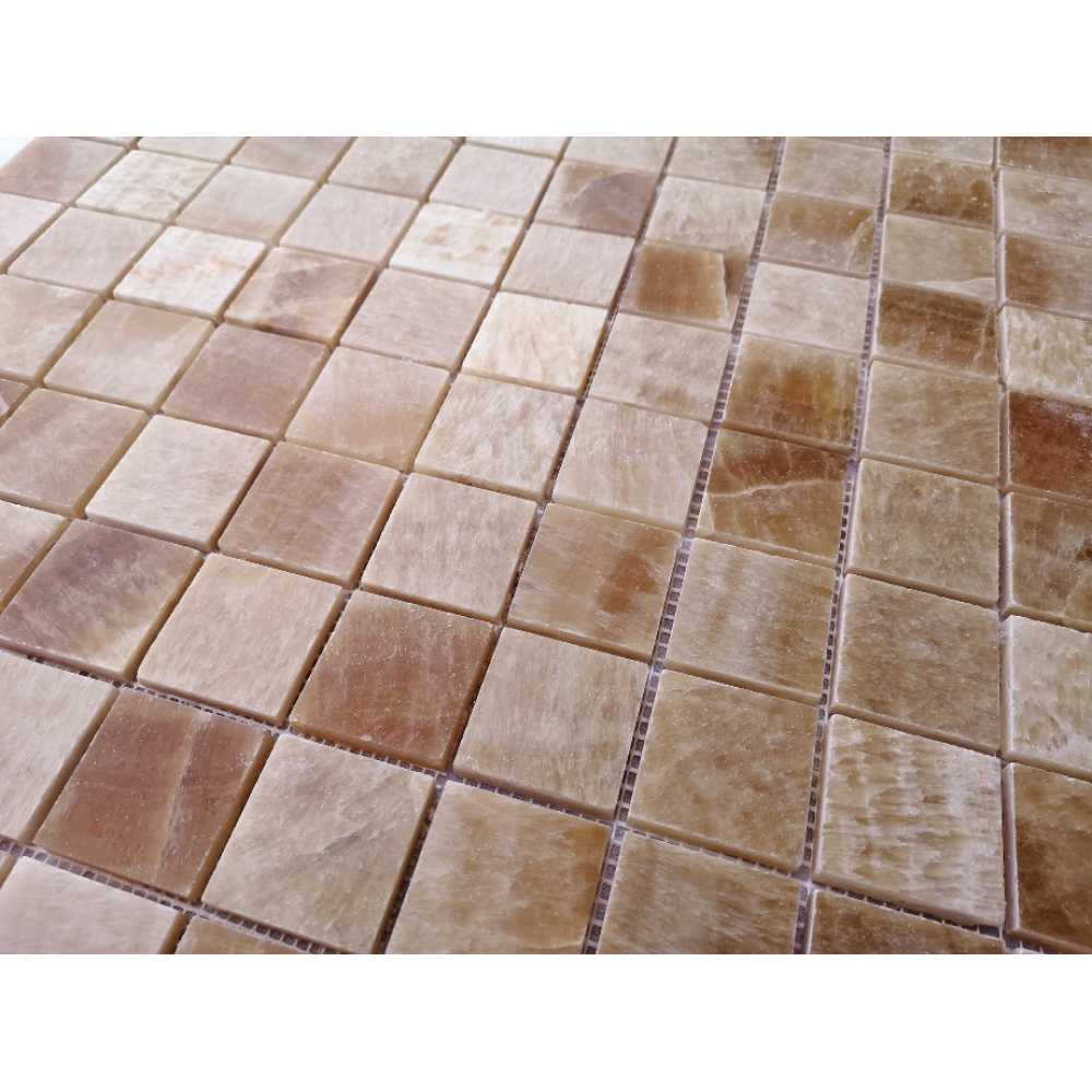 Фото Мозаика из натурального камня Caramelle Onice legno chiaro POL 48х48 (305х305х7 мм)