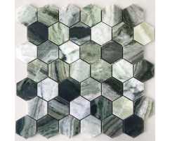 Мозаика из натурального камня Caramelle Pietrine Hexagonal Onice Verde oliva POL long hex 40х23 (292х289х7 мм)