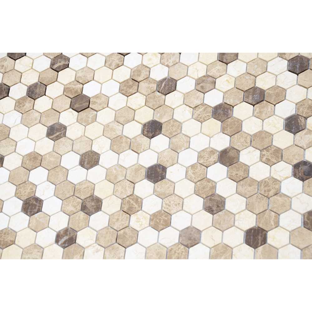Фото Мозаика из натурального камня Caramelle Pietrine Hexagonal Pietra Mix 1 Mat hex 30х18 (295х305х6 мм)
