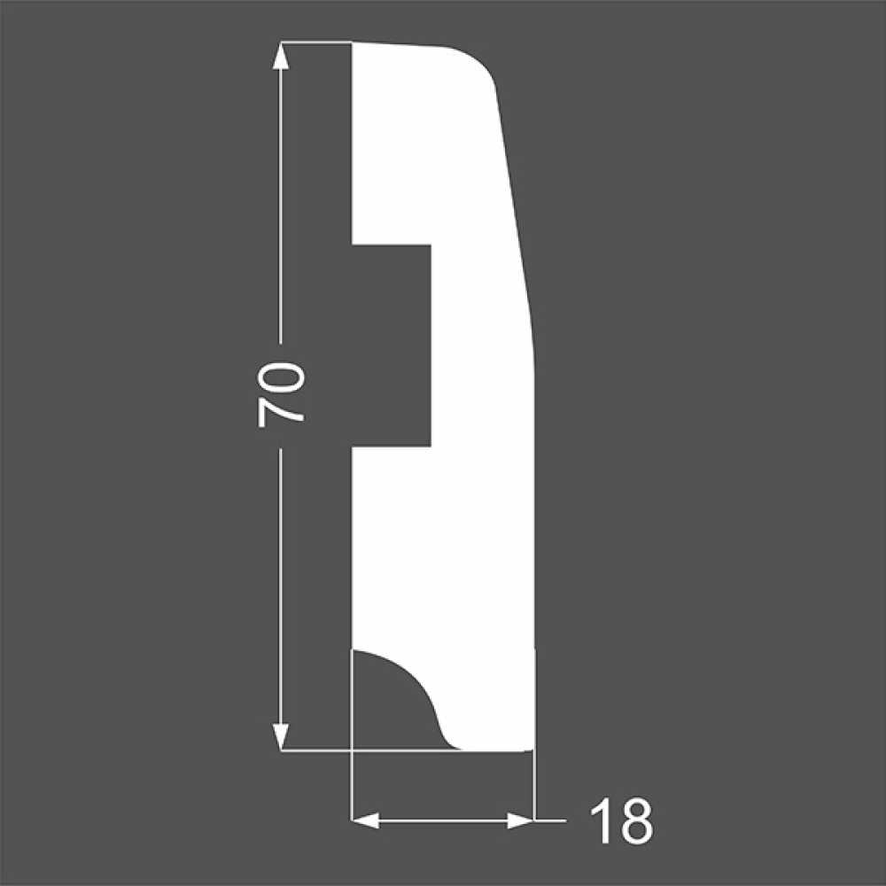 Фото Плинтус напольный МДФ Ликорн Белый К-12 (70х16х2050 мм)