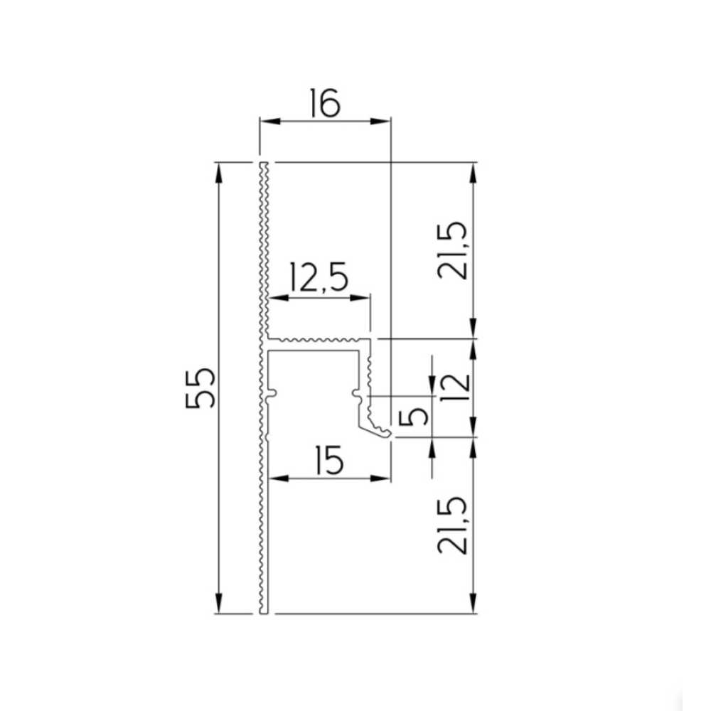 Фото Теневой плинтус скрытого монтажа Ликорн С-22.2.3 Черный матовый (21.5*12.5*2500)