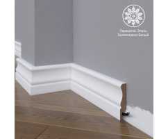 Белый плинтус напольный МДФ Madest Decor модель 07-072-16 крашеный (72х16х2400 мм)
