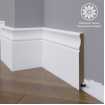 Маленькое фото Белый плинтус напольный МДФ Madest Decor модель 07-150-18 крашеный  (150х18х2400 мм)