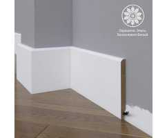 Белый плинтус напольный МДФ Madest Decor 19-120-10 крашеный (120х10х2400 мм)