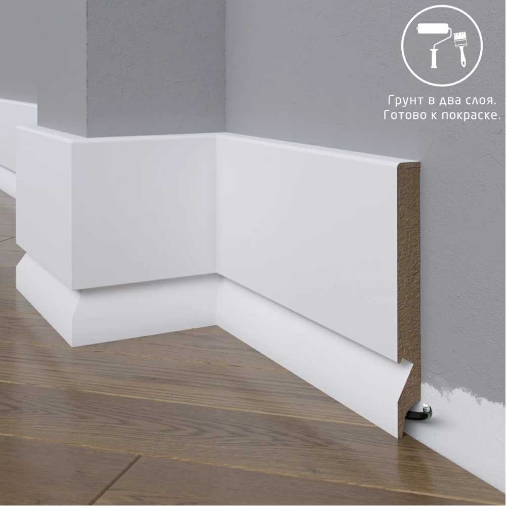 Фото Плинтус напольный под покраску 29-150-18 Madest Decor MDF (150х18х2400 мм)