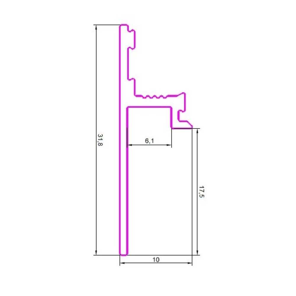 Фото Теневой плинтус скрытого монтажа Pro Design 1296 Черный RAL 9005 (17.5*6.1*2700)