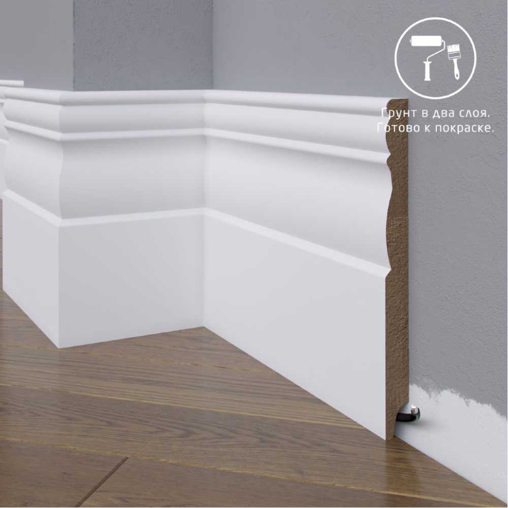 Фото Плинтус напольный под покраску 24-185-16 Madest Decor MDF (185х16х2400 мм)