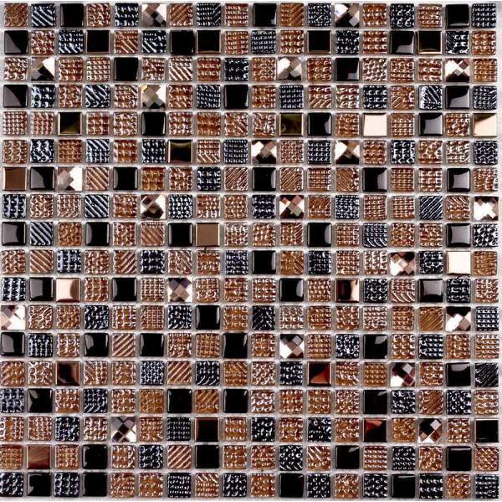 Фото Мозаика стеклянная Bonaparte Crystal brown 15х15 (300х300х8 мм)