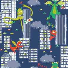 Обои Imagine Fun 667701 синие с монстрами 10,05 x 0,52 м Обои Imagine Fun 667701 синие с монстрами 10,05 x 0,52 м