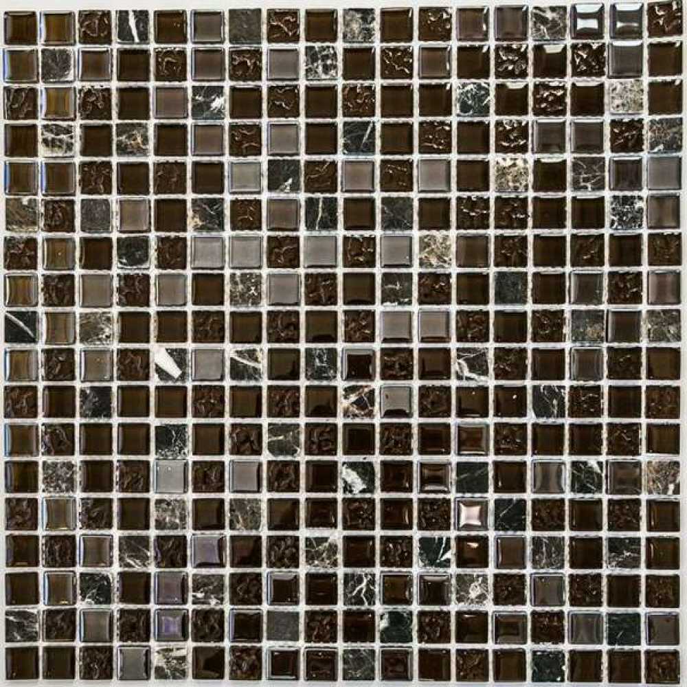 Фото Мозаика стеклянная с камнем Bonaparte Alana 15х15 (300х300х4 мм)