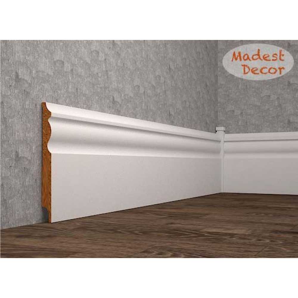 Фото Плинтус напольный под покраску 14-136-16 Madest Decor MDF (136х16х2400 мм)