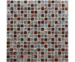 Мозаика стеклянная с камнем Caramelle Naturelle Fiji 15х15 (305х305х8 мм)