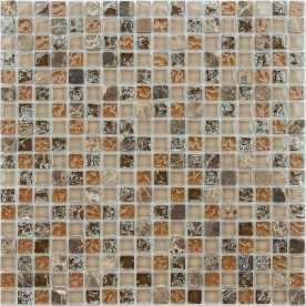 Мозаика стеклянная с камнем Caramelle Naturelle Klondike 15х15 (305х305х8 мм)