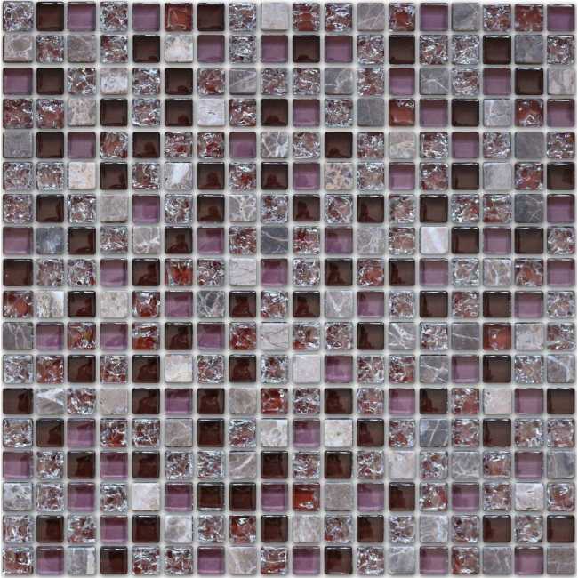 Фото  Мозаика стеклянная с камнем Naturelle Siracusa (15*15 мм)