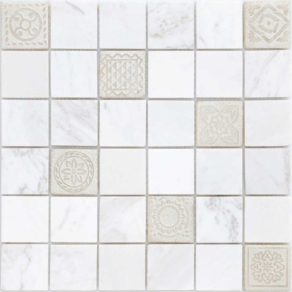 Фото Мозаика из натурального камня Caramelle Art Stone Dolomiti bianco 48х48 (300х300х8 мм)