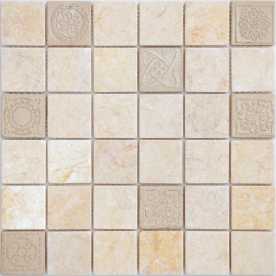 Мозаика из натурального камня Caramelle Art Stone Botticino 48х48 (300х300х8 мм)