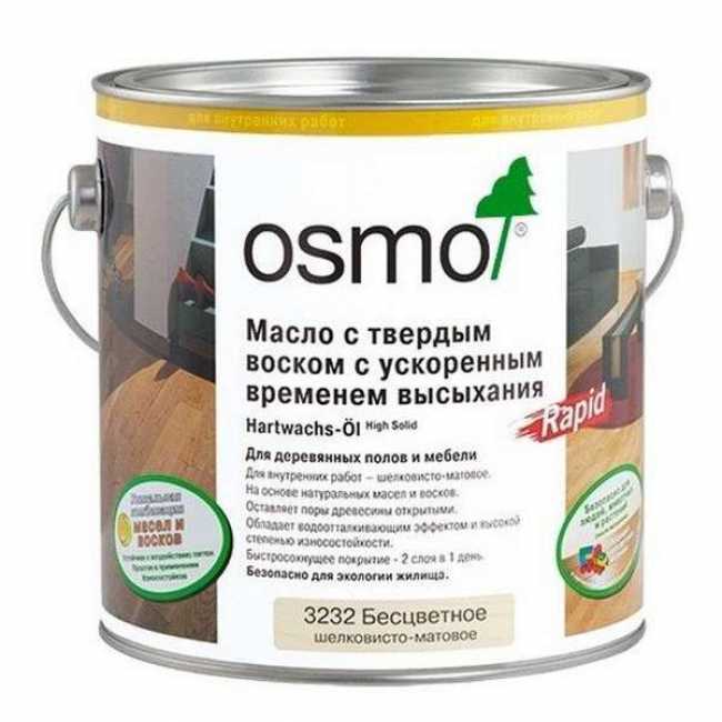 Фото  Масло Osmo бесцветное с твердым воском Rapid 3240 белое прозрачное (25 л)