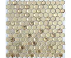 Мозаика стеклянная Caramelle Alchimia Aureo grani hexagon 23х13 (300х300х6 мм)